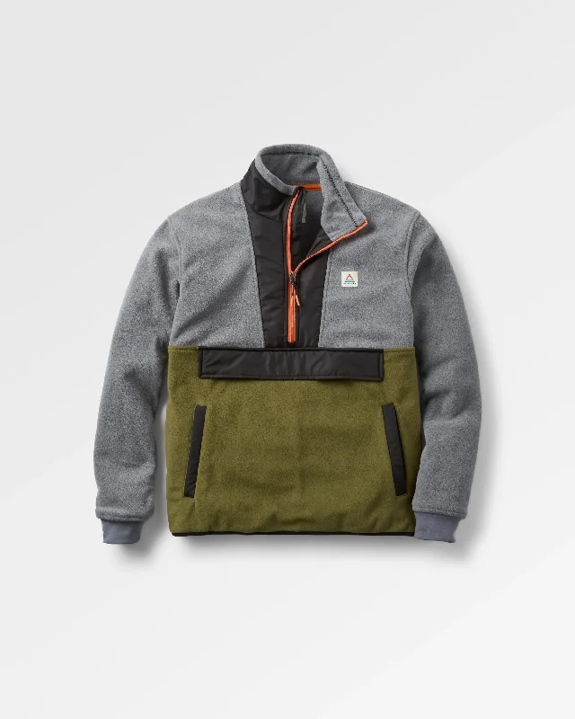 Men's Coats with Modern CutsWoodland Hoodless Recycled Polar Fleece - Grey Marl/Khaki