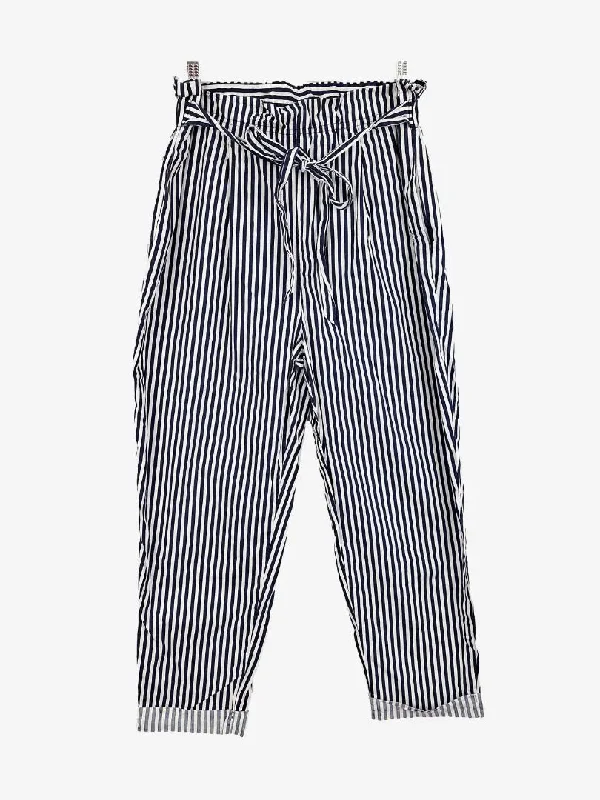 Men's Jeans Made in USAZara Trendy Navy Striped Gathered Pants Size L
