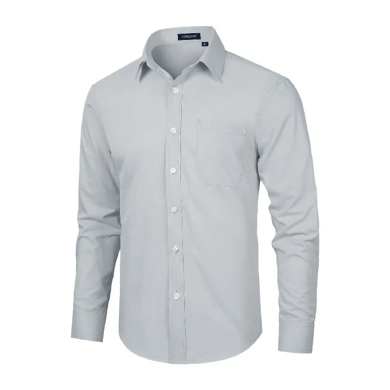Men's Hawaiian Print Shirts for Luau PartiesMen's Dress Shirt with Pocket - LIGHT GREY Men's Hawaiian Print Shirts for Luau PartiesMen's Dress Shirt with Pocket - LIGHT GREY