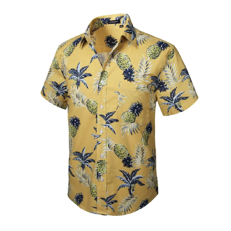 Men's Designer Shirts for a Statement PieceFunky Hawaiian Shirts with Pocket - YELLOW-2 Men's Designer Shirts for a Statement PieceFunky Hawaiian Shirts with Pocket - YELLOW-2