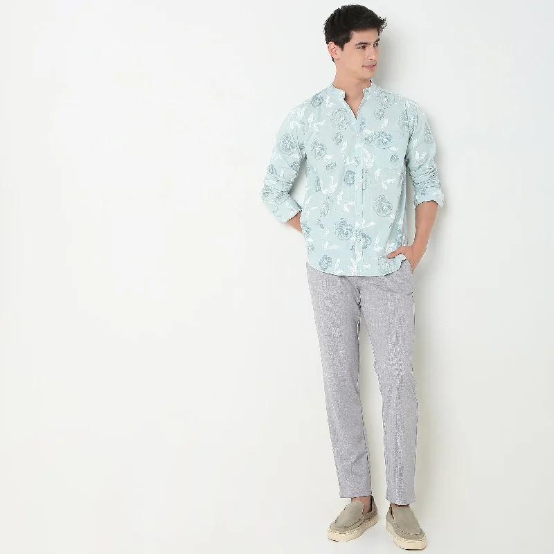 Classic Men's Dress ShirtsRegular Fit Printed Shirt