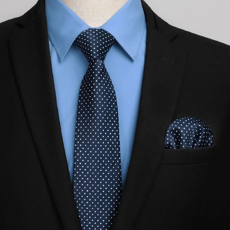 Casual Men's Button-Down ShirtsMen's Shirt with Tie Handkerchief Set - 04-NAVY