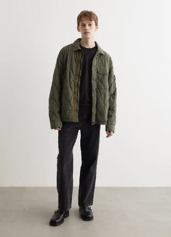 Weather-Resistant Men's CoatsLight Brushed Nylon Quilted Jacket