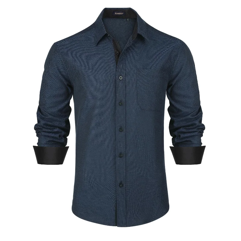Men's Pattern-Play Shirts for a Fun TwistMen's Patchwork Dress Shirt with Pocket - A1 NAVY BLUE Men's Pattern-Play Shirts for a Fun TwistMen's Patchwork Dress Shirt with Pocket - A1 NAVY BLUE