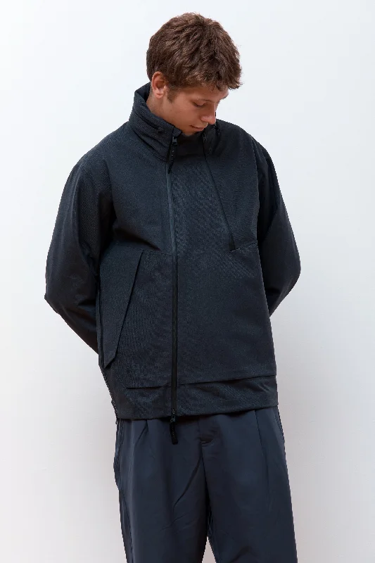 Men's Coats with HoodsTwill Gore-Tex 3L Stand Collar Jacket Charcoal Grey