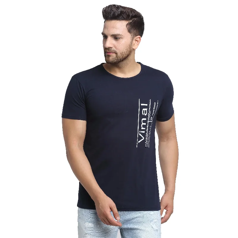 Men's Shirts with High NecksMack Jonney Round Neck Dark Blue T-shirt For Men's
