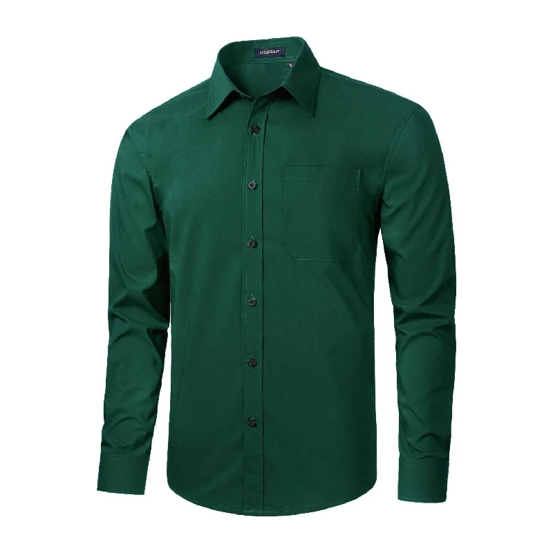 Men's Camping Shirts for Outdoor AdventuresMen's Dress Shirt with Pocket - FOREST GREEN Men's Camping Shirts for Outdoor AdventuresMen's Dress Shirt with Pocket - FOREST GREEN