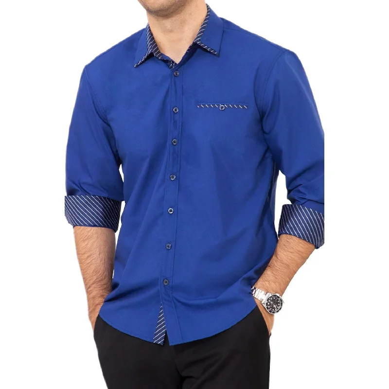Men's Bold-Color Shirts for a Statement PieceMen's Patchwork Dress Shirt with Pocket - ROYAL BLUE Men's Bold-Color Shirts for a Statement PieceMen's Patchwork Dress Shirt with Pocket - ROYAL BLUE