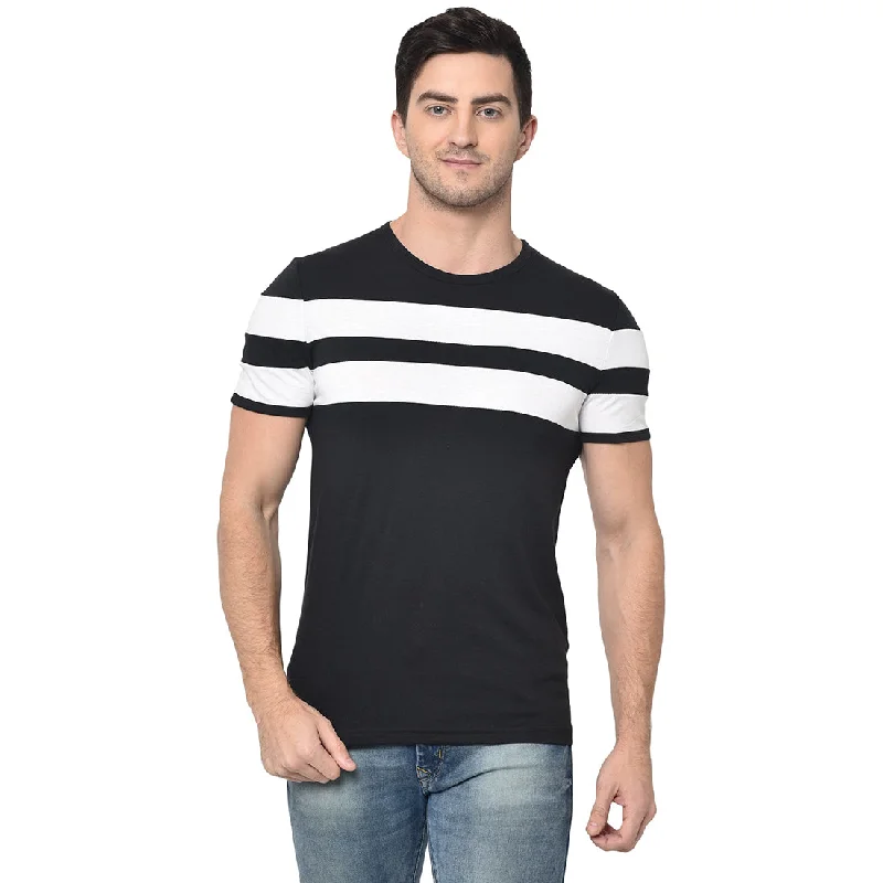 Men's Shirts with Embellished SleevesMack Jonney Round Neck Black T-shirt For Men's