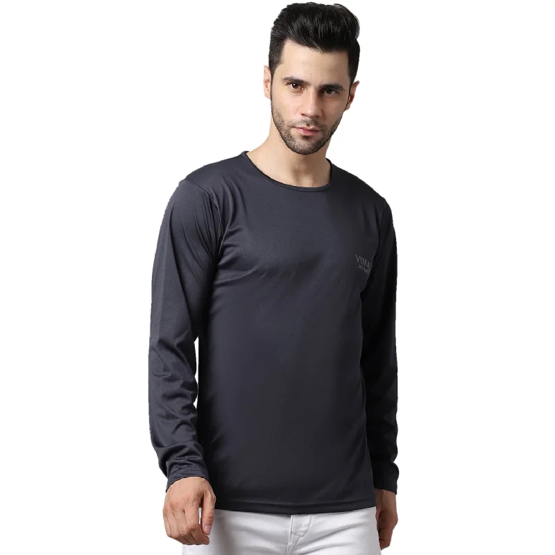 Men's Shirts with UV ProtectionMack Jonney Dryfit Lycra Grey FullSleeve T-Shirt For Men
