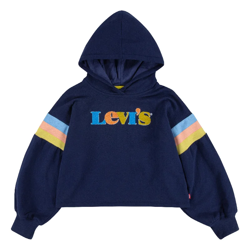 Men's Hoodies with Appliqué DetailsNavy Logo Print Hoodie