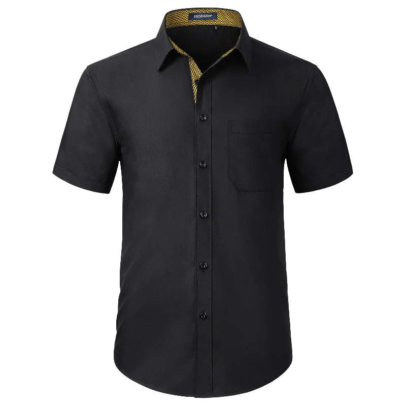 Men's Insulated Shirts for Cold WeatherMen's Short Sleeve Shirt with Pocket - B1-BLACK Y Men's Insulated Shirts for Cold WeatherMen's Short Sleeve Shirt with Pocket - B1-BLACK Y