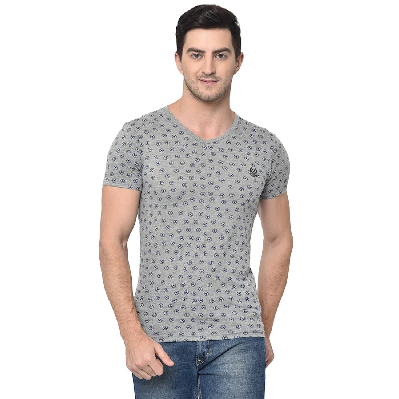 Men's Long-Sleeved ShirtsMack Jonney Round Neck Grey T-shirt For Men's