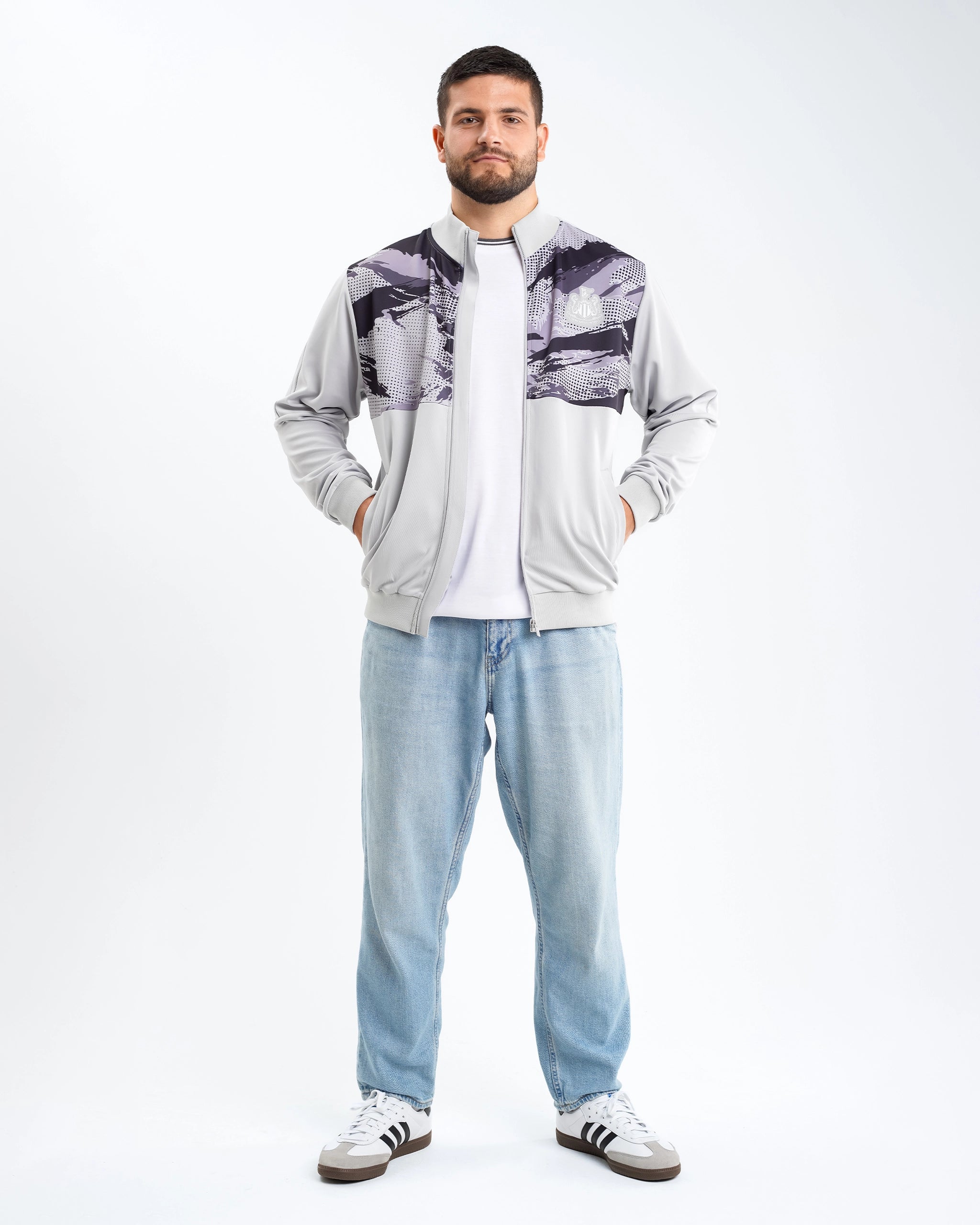 Men's Coats with Chest PocketsNewcastle United Men's Grey Camo Poly Track Top