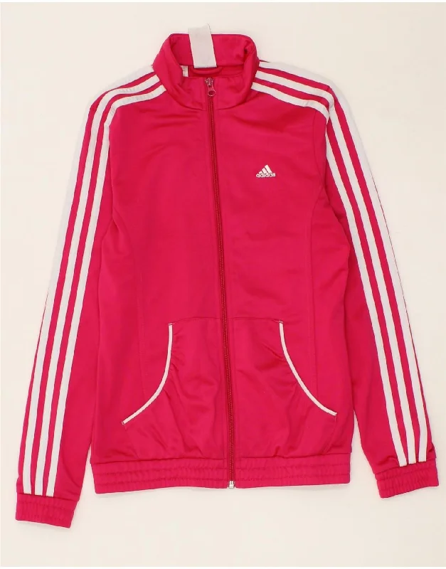 Men's Coats with Velcro ClosuresADIDAS Girls Tracksuit Top Jacket 13-14 Years Pink Polyester