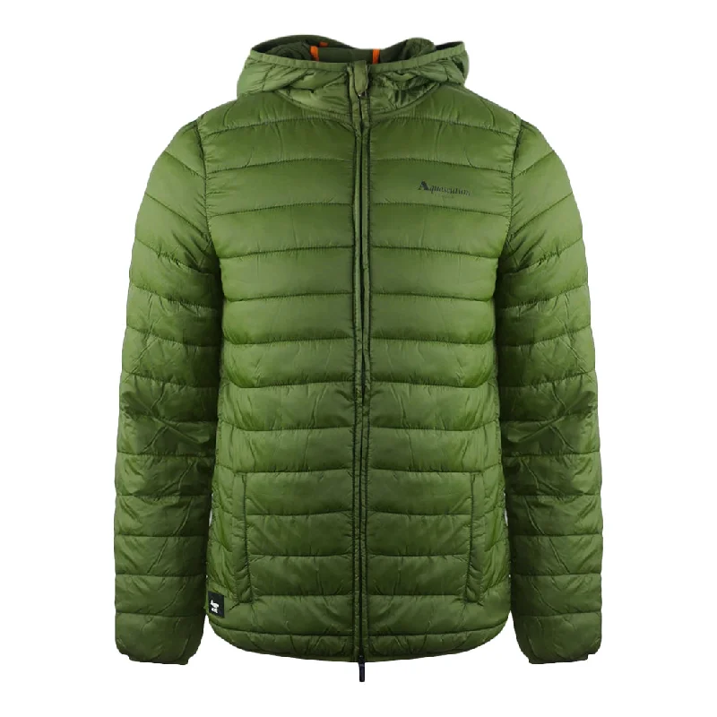 Men's Coats with HoodsAquascutum London Logo Army Green Active Hoodie Jacket