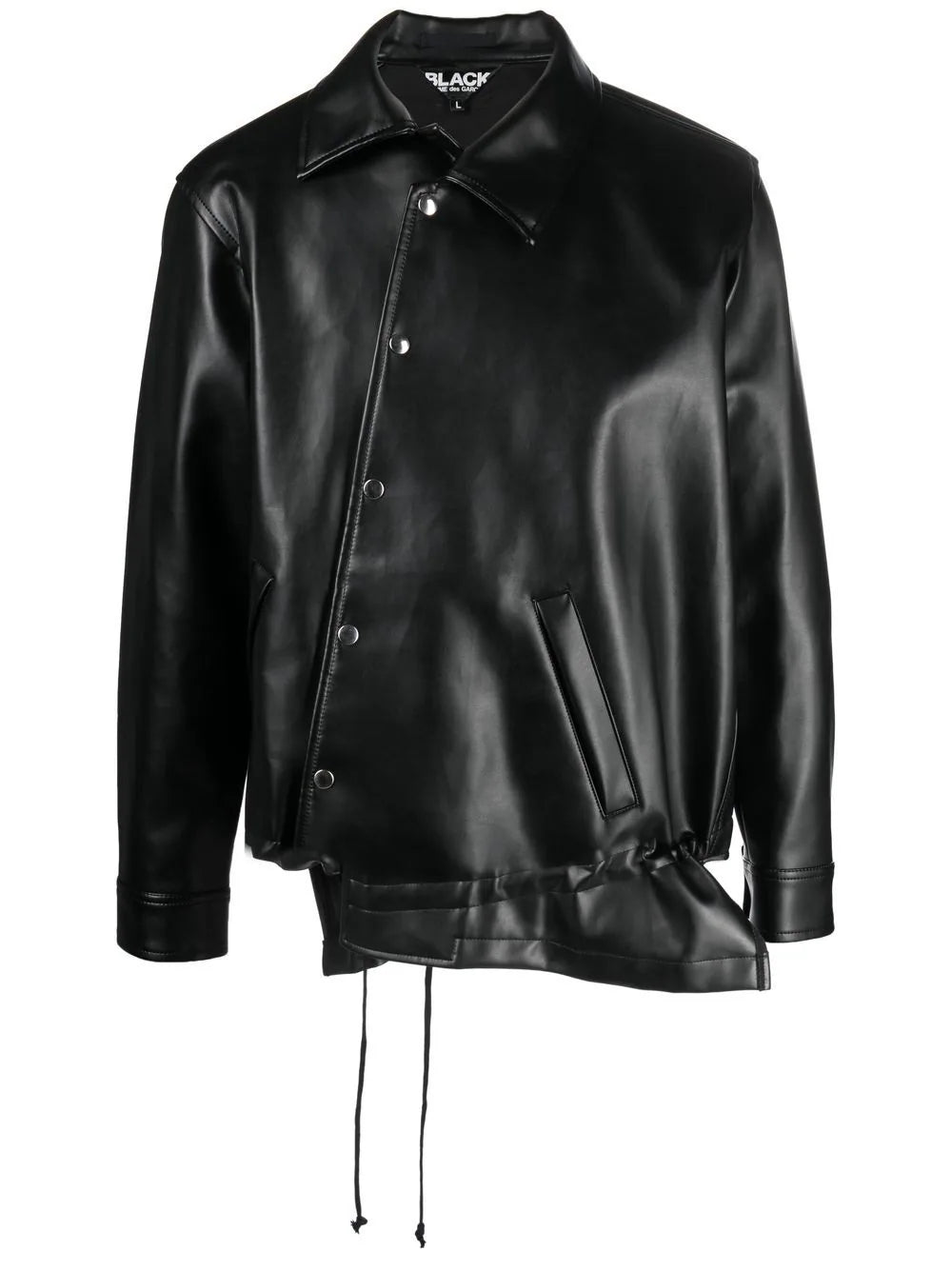 Men's Coats with HoodsAsymmetric-Hem Artificial Leather Jacket