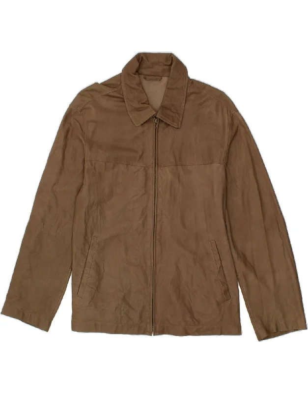 Men's Coats Made in the USABELFE Mens Leather Jacket UK 38 Medium Brown