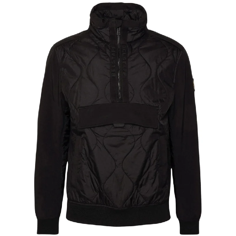 Men's Coats with HoodsBelstaff Area Black Quarter Zip Pull Over Jacket