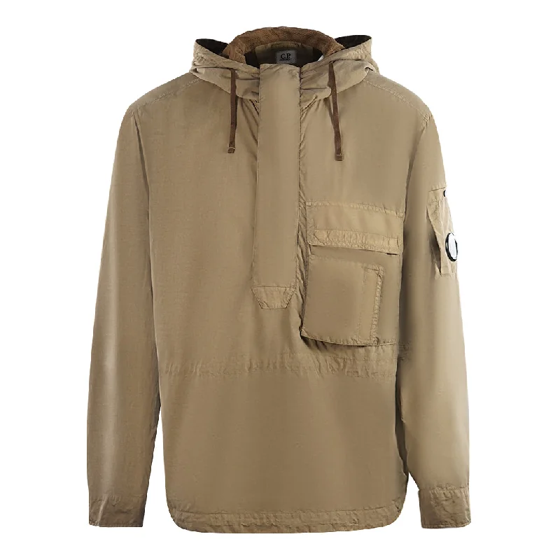 Men's Coats for Snowy WeatherC.P. Company Flat Nylon Lead Brown Overshirt Jacket