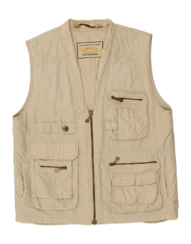 Versatile Men's Pea CoatsCAMEL ACTIVE Mens Utility Gilet IT 56 3XL Beige Cotton