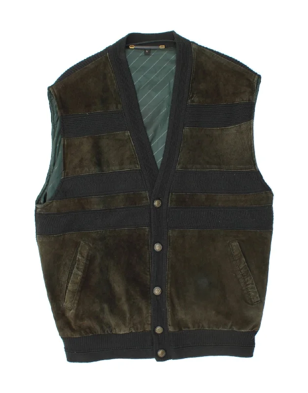 Men's Coats with Magnetic ClosuresCANDA Mens Gilet UK 40 Large Green Acrylic