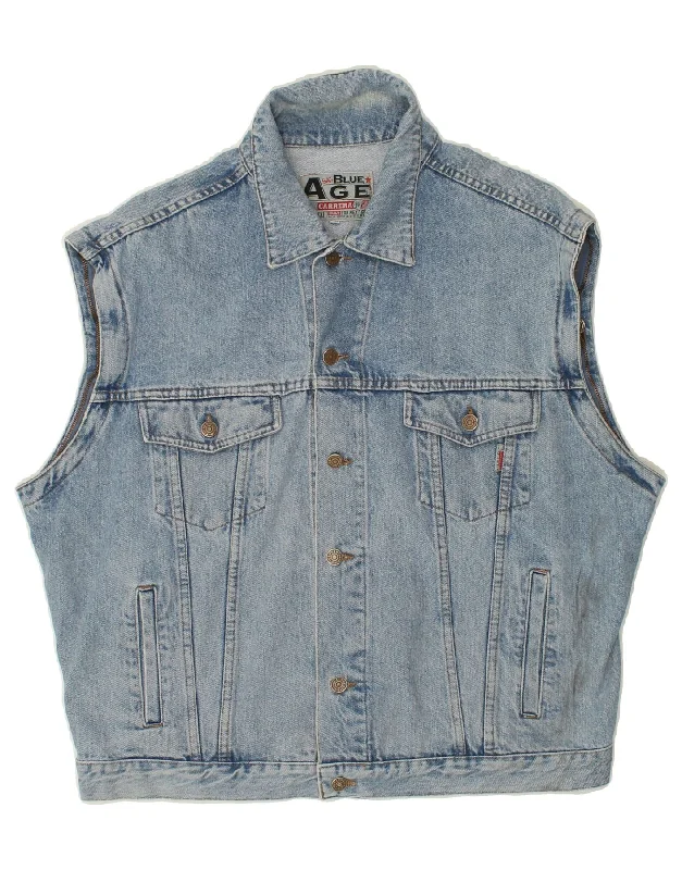 Men's Coats with Patchwork DesignsCARRERA Mens Denim Gilet UK 42 XL Blue Cotton