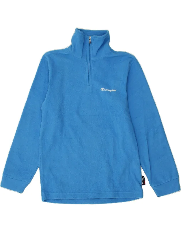Fashionable Men's Denim JacketsCHAMPION Boys Zip Neck Fleece Jumper 11-12 Years Large Blue Polyester
