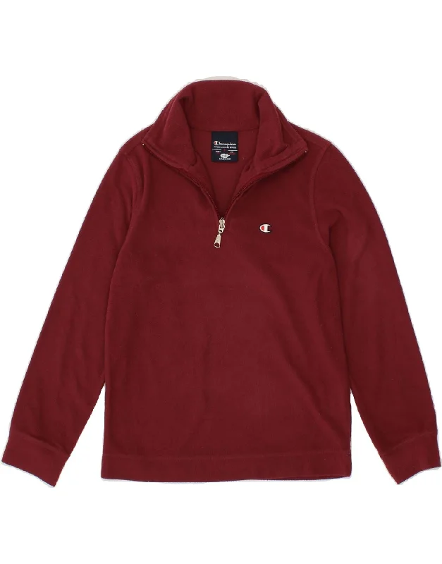 Men's Coats for Snowy WeatherCHAMPION Boys Zip Neck Fleece Jumper 7-8 Years Small Maroon Polyester