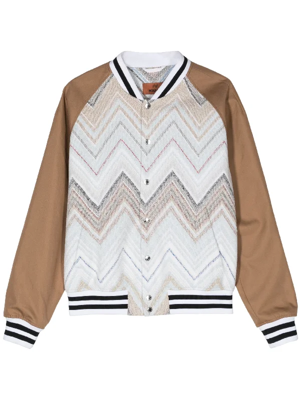 Men's Coats with Modern CutsChevron-Jacquard Towelly Bomber Jacket