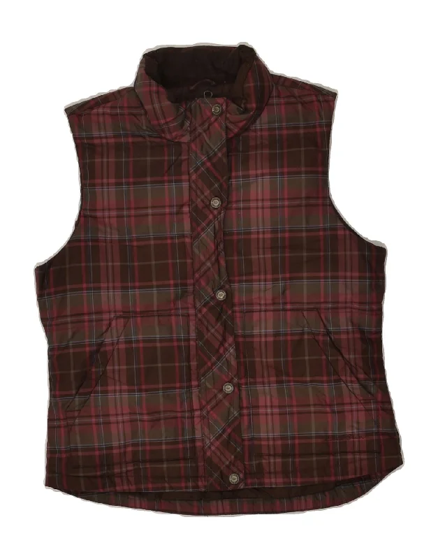 Men's Coats for RunningEDDIE BAUER Mens Gilet UK 36 Small Brown Check Polyester