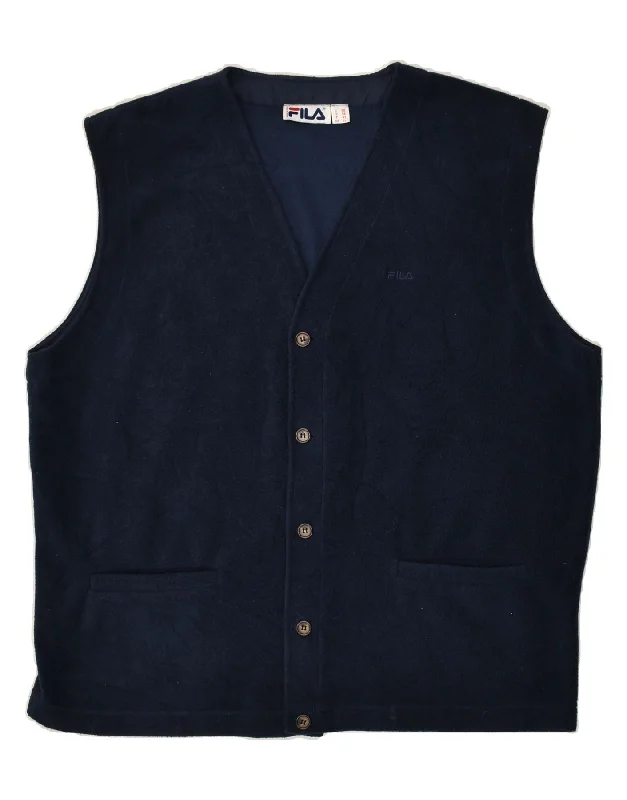 Men's Coats with Down InsulationFILA Mens Fleece Gilet IT 56 XL Navy Blue Polyester