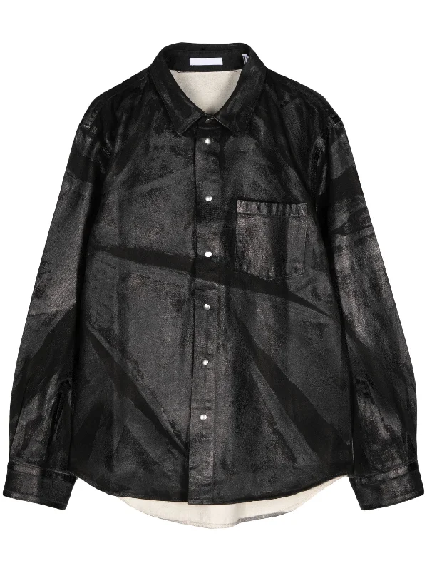 Men's Coats for LayeringFoil-Print Denim Shirt Jacket