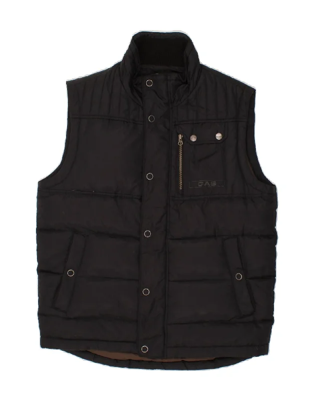 Men's Coats with ButtonsGAS Mens Padded Gilet UK 42 XL Black Nylon