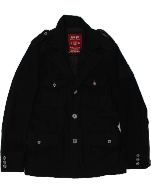 Men's Coats with Inner PocketsJACK & JONES Mens Military Jacket UK 38 Medium Black