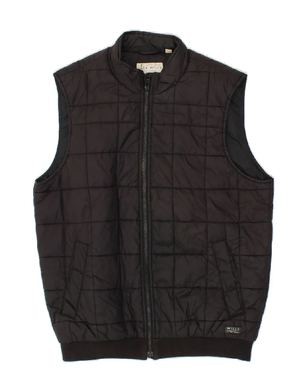 Men's Coats with ZippersJACK WILLS Mens Padded Gilet UK 38 Medium Black Nylon