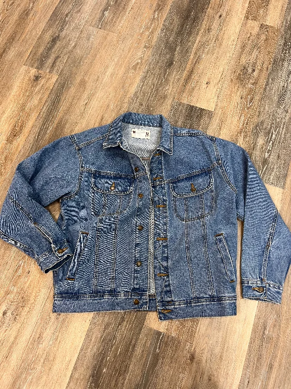 Comfortable Men's ParkasJacket Denim By Wrangler In Blue Denim, Size: M