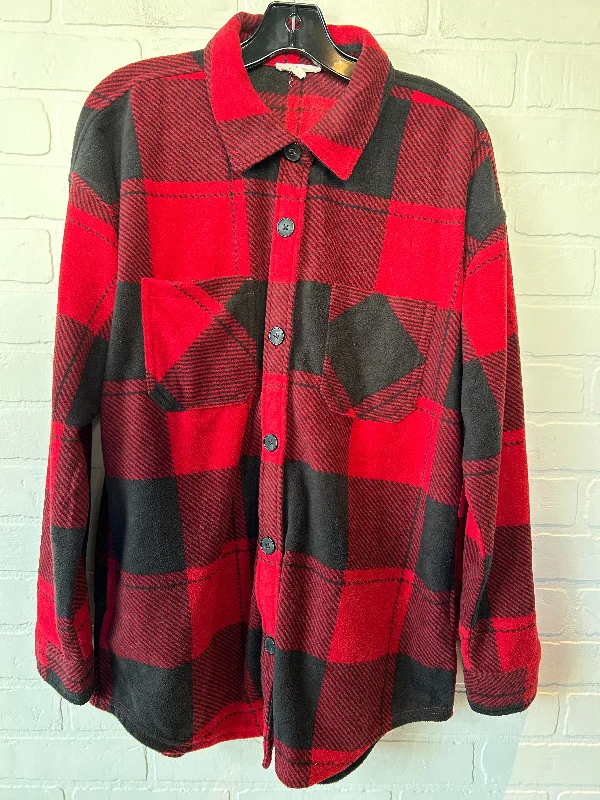 Weather-Resistant Men's CoatsJacket Shirt By Maurices In Black & Red, Size: M