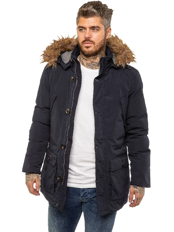 Functional Men's Ski JacketsKruze | Mens Faux Fur Hooded Parka Winter Jacket