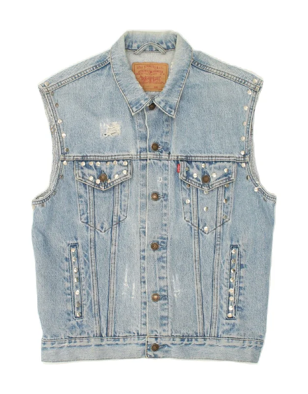 Men's Coats with Hand WarmersLEVI'S Mens Denim Gilet UK 38 Medium Blue Cotton
