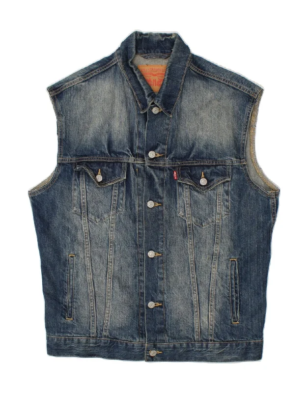 Men's Coats with Military InfluenceLEVI'S Mens Denim Gilet UK 40 Large Black Cotton