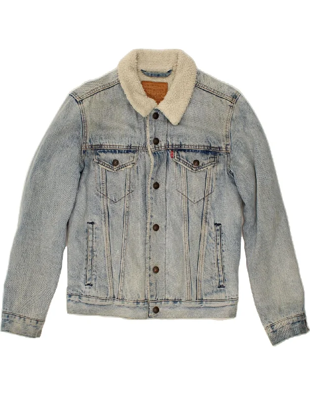 Men's Coats Made in ItalyLEVI'S Mens Denim Sherpa Jacket UK 36 Small Blue Cotton