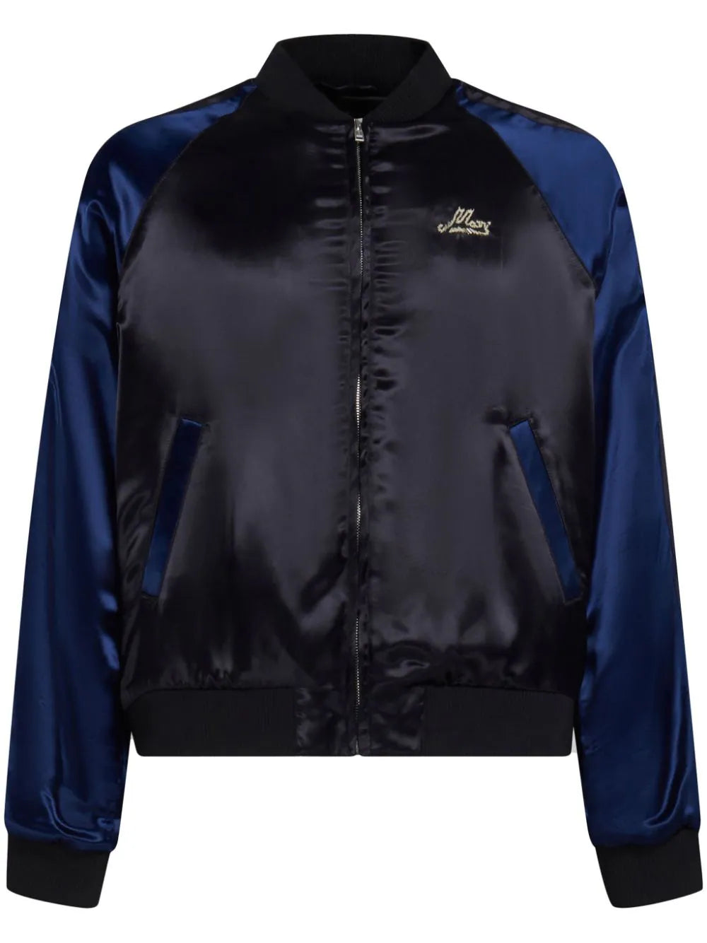 Men's Coats with Reflective StripesLogo-Embroidered Satin Bomber Jacket