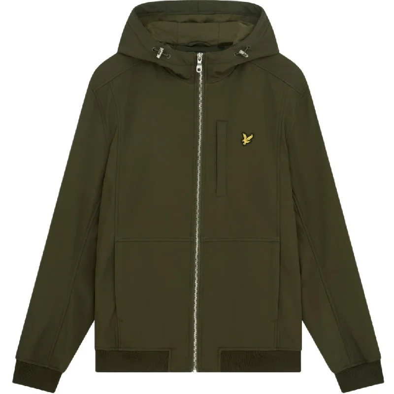Men's Coats for SkiingLyle & Scott Branded Logo Olive Hooded Softshell Jacket