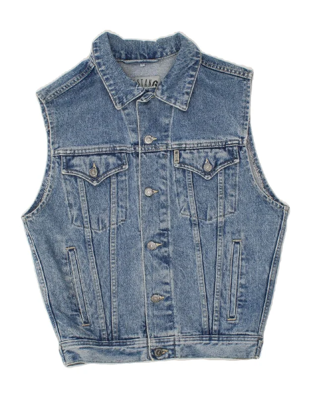 Men's Coats with Adjustable HemsMUSTANG Mens Denim Gilet UK 36 Small Blue Cotton