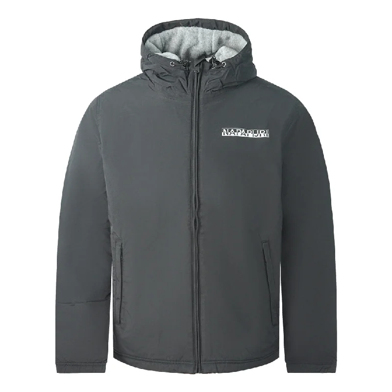 Men's Coats with LiningNapapijri A-Ice Black Hooded Fleece Jacket