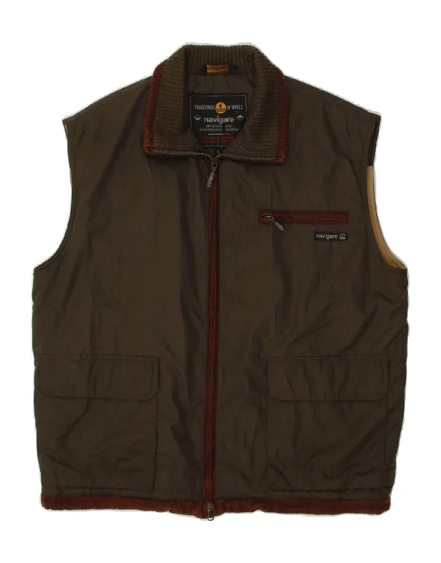Men's Coats with Contrast StitchingNAVIGARE Mens Gilet UK 40 Large Brown