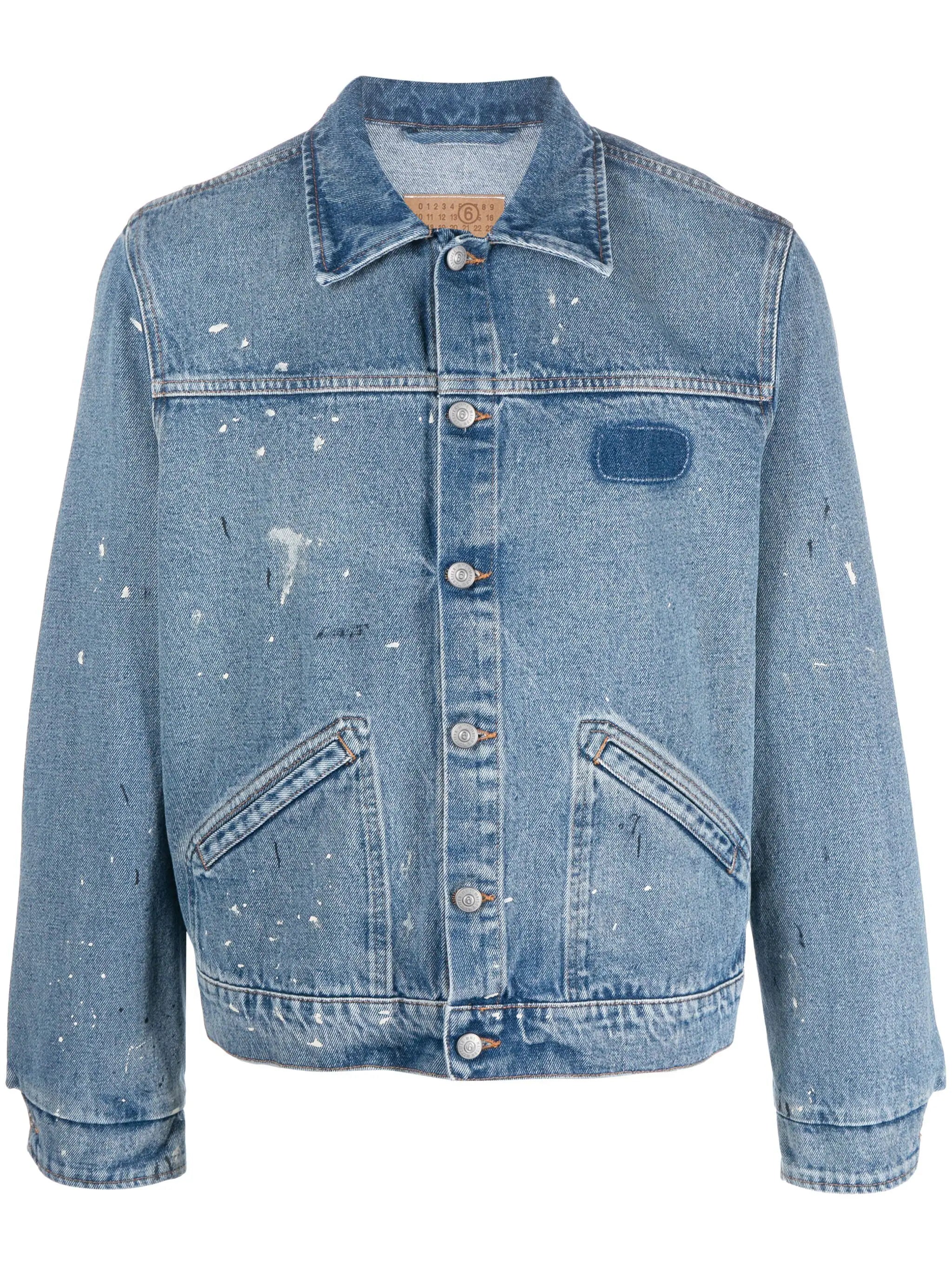 Practical Men's RaincoatsPaint-Splatter Denim Jacket