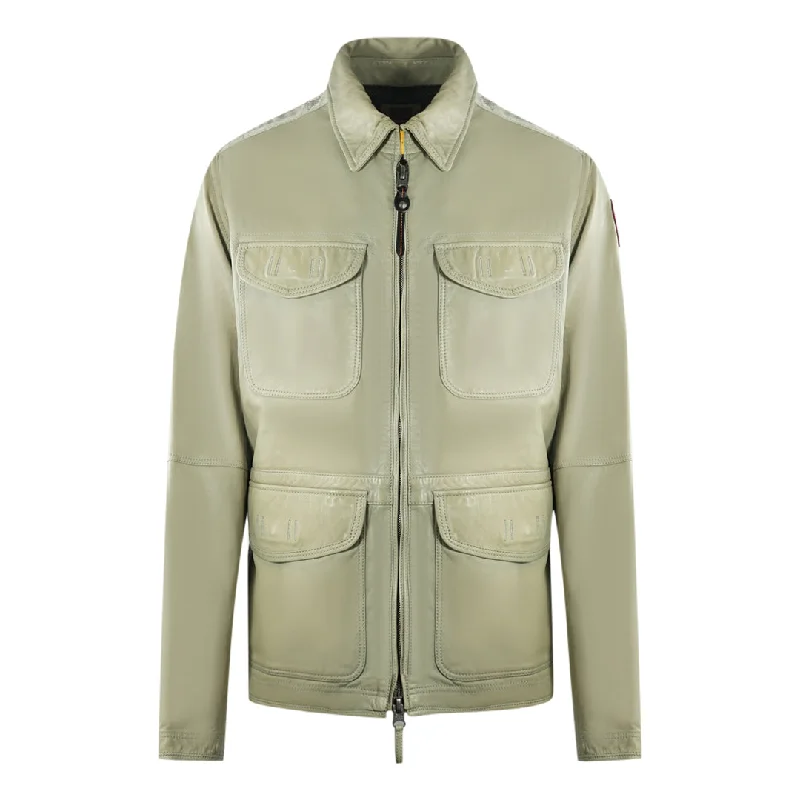 Men's Coats with Patchwork DesignsParajumpers Truman Leather London Fog Beige Leather Jacket Men's Coats with Patchwork DesignsParajumpers Truman Leather London Fog Beige Leather Jacket