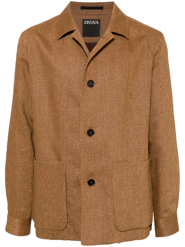 Men's Coats for SpringPatch-Pocket Button-Fastening Jacket